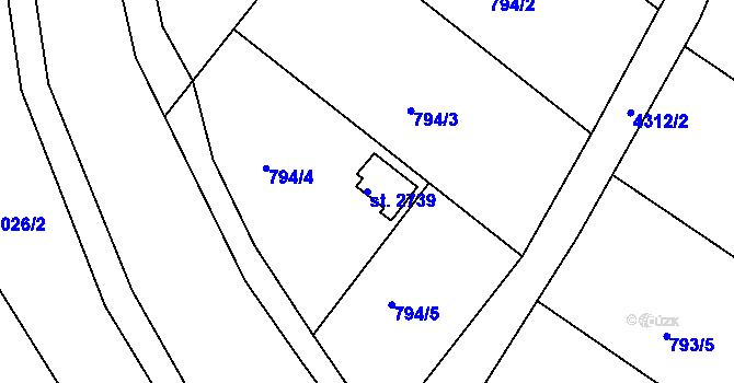 Parcela st. 2739 v KÚ Frenštát pod Radhoštěm, Katastrální mapa