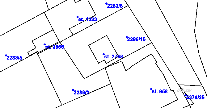 Parcela st. 2768 v KÚ Frenštát pod Radhoštěm, Katastrální mapa
