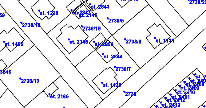 Parcela st. 2844 v KÚ Frenštát pod Radhoštěm, Katastrální mapa