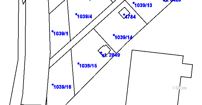 Parcela st. 2849 v KÚ Frenštát pod Radhoštěm, Katastrální mapa