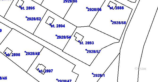 Parcela st. 2893 v KÚ Frenštát pod Radhoštěm, Katastrální mapa