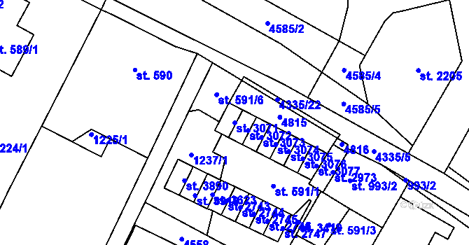 Parcela st. 3071 v KÚ Frenštát pod Radhoštěm, Katastrální mapa
