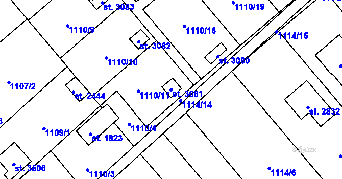 Parcela st. 3081 v KÚ Frenštát pod Radhoštěm, Katastrální mapa
