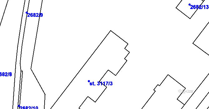 Parcela st. 3117/3 v KÚ Frenštát pod Radhoštěm, Katastrální mapa