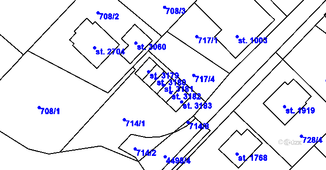 Parcela st. 3181 v KÚ Frenštát pod Radhoštěm, Katastrální mapa