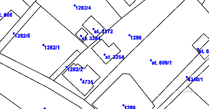 Parcela st. 3254 v KÚ Frenštát pod Radhoštěm, Katastrální mapa