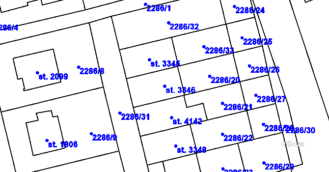 Parcela st. 3346 v KÚ Frenštát pod Radhoštěm, Katastrální mapa
