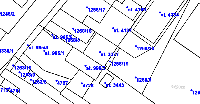 Parcela st. 3377 v KÚ Frenštát pod Radhoštěm, Katastrální mapa