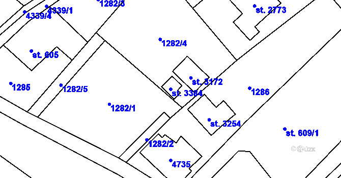 Parcela st. 3384 v KÚ Frenštát pod Radhoštěm, Katastrální mapa
