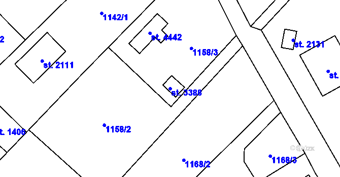 Parcela st. 3388 v KÚ Frenštát pod Radhoštěm, Katastrální mapa