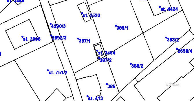 Parcela st. 3464 v KÚ Frenštát pod Radhoštěm, Katastrální mapa