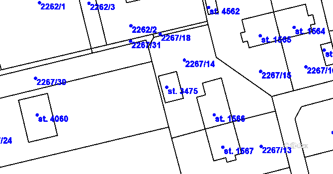 Parcela st. 3475 v KÚ Frenštát pod Radhoštěm, Katastrální mapa