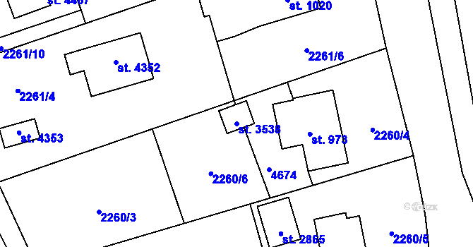 Parcela st. 3538 v KÚ Frenštát pod Radhoštěm, Katastrální mapa