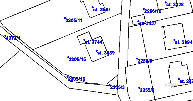 Parcela st. 3539 v KÚ Frenštát pod Radhoštěm, Katastrální mapa