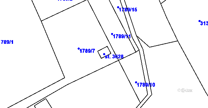 Parcela st. 3628 v KÚ Frenštát pod Radhoštěm, Katastrální mapa