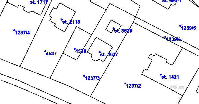 Parcela st. 3637 v KÚ Frenštát pod Radhoštěm, Katastrální mapa