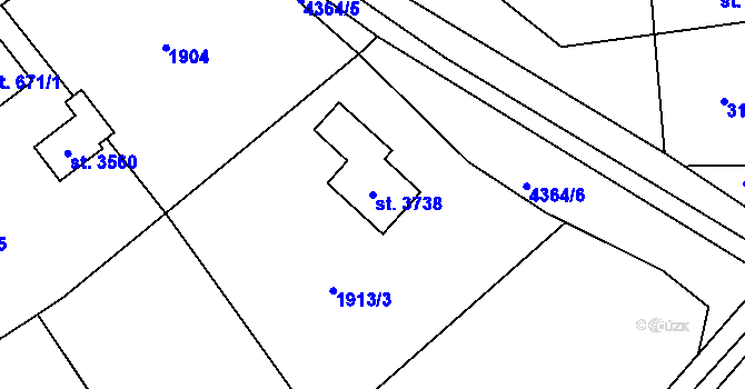 Parcela st. 3738 v KÚ Frenštát pod Radhoštěm, Katastrální mapa