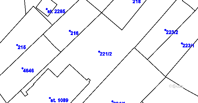 Parcela st. 221/2 v KÚ Frenštát pod Radhoštěm, Katastrální mapa