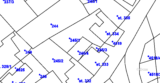 Parcela st. 245/1 v KÚ Frenštát pod Radhoštěm, Katastrální mapa