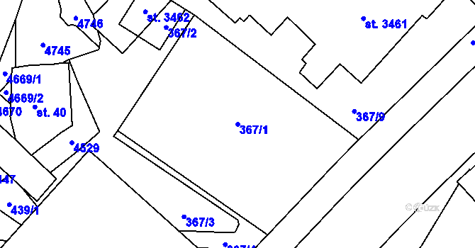 Parcela st. 367/1 v KÚ Frenštát pod Radhoštěm, Katastrální mapa