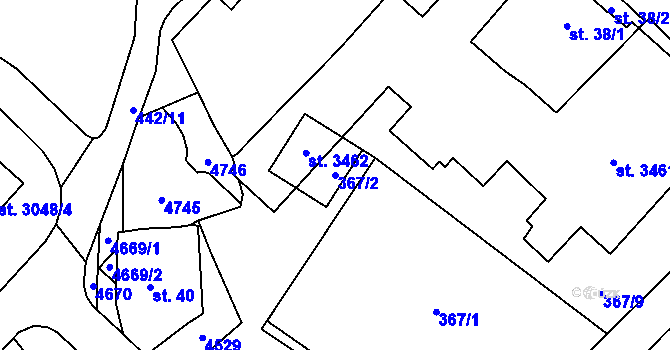 Parcela st. 367/2 v KÚ Frenštát pod Radhoštěm, Katastrální mapa