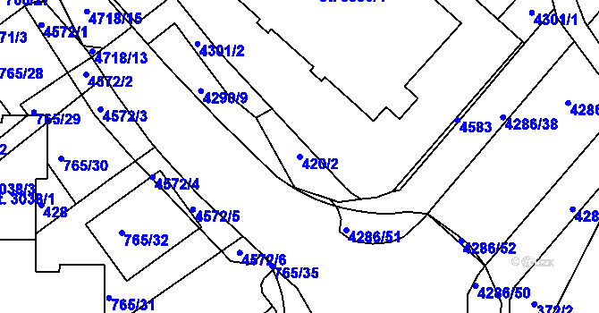 Parcela st. 420/2 v KÚ Frenštát pod Radhoštěm, Katastrální mapa