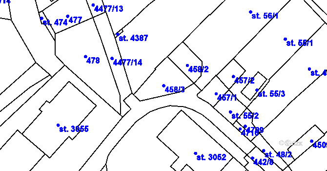 Parcela st. 458/3 v KÚ Frenštát pod Radhoštěm, Katastrální mapa