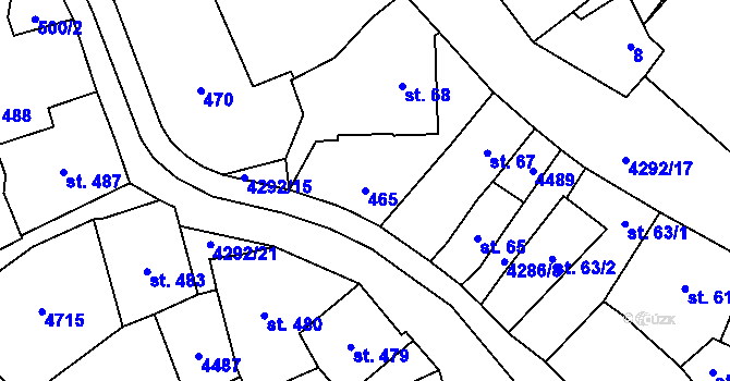 Parcela st. 465 v KÚ Frenštát pod Radhoštěm, Katastrální mapa