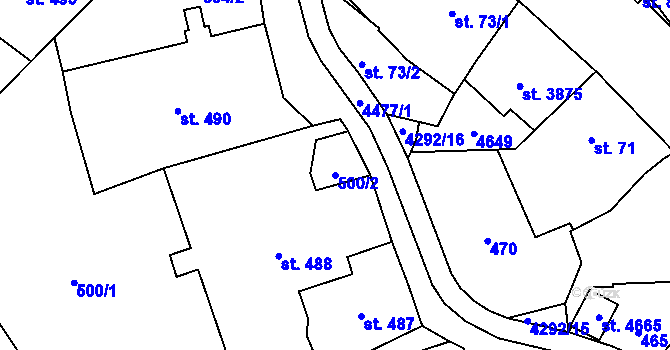 Parcela st. 500/2 v KÚ Frenštát pod Radhoštěm, Katastrální mapa