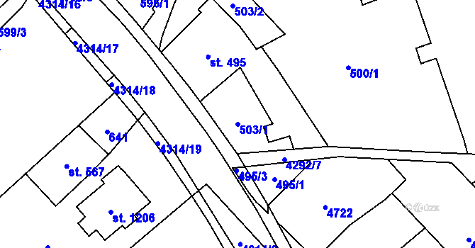 Parcela st. 503/1 v KÚ Frenštát pod Radhoštěm, Katastrální mapa