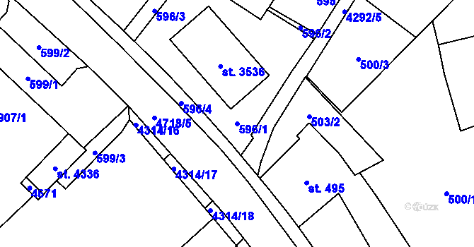 Parcela st. 596/1 v KÚ Frenštát pod Radhoštěm, Katastrální mapa