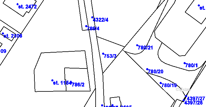 Parcela st. 753/3 v KÚ Frenštát pod Radhoštěm, Katastrální mapa