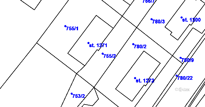 Parcela st. 755/2 v KÚ Frenštát pod Radhoštěm, Katastrální mapa