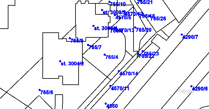 Parcela st. 765/4 v KÚ Frenštát pod Radhoštěm, Katastrální mapa