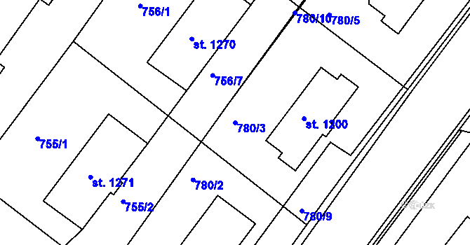 Parcela st. 780/3 v KÚ Frenštát pod Radhoštěm, Katastrální mapa