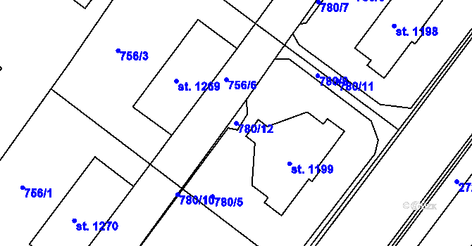Parcela st. 780/12 v KÚ Frenštát pod Radhoštěm, Katastrální mapa