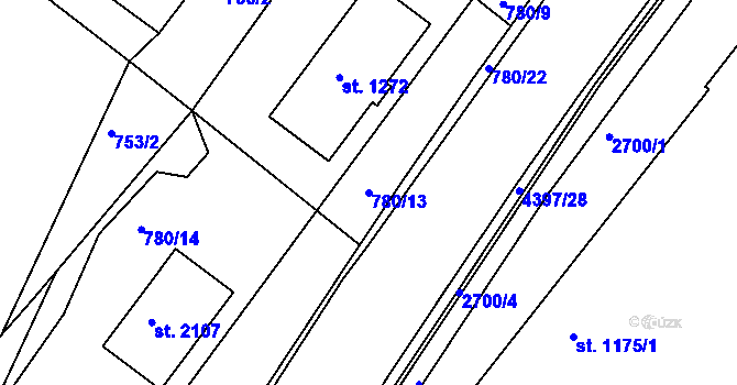Parcela st. 780/13 v KÚ Frenštát pod Radhoštěm, Katastrální mapa