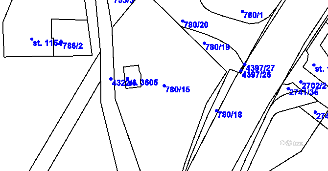 Parcela st. 780/15 v KÚ Frenštát pod Radhoštěm, Katastrální mapa