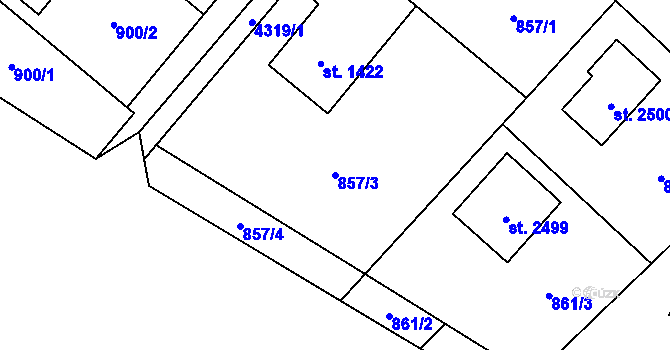 Parcela st. 857/3 v KÚ Frenštát pod Radhoštěm, Katastrální mapa