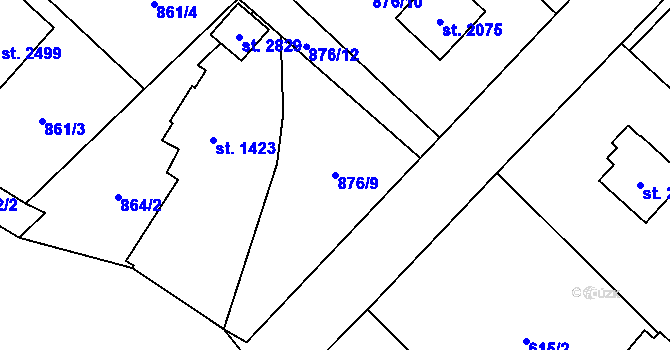 Parcela st. 876/9 v KÚ Frenštát pod Radhoštěm, Katastrální mapa