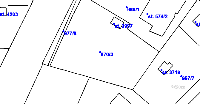 Parcela st. 970/3 v KÚ Frenštát pod Radhoštěm, Katastrální mapa