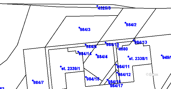 Parcela st. 984/6 v KÚ Frenštát pod Radhoštěm, Katastrální mapa