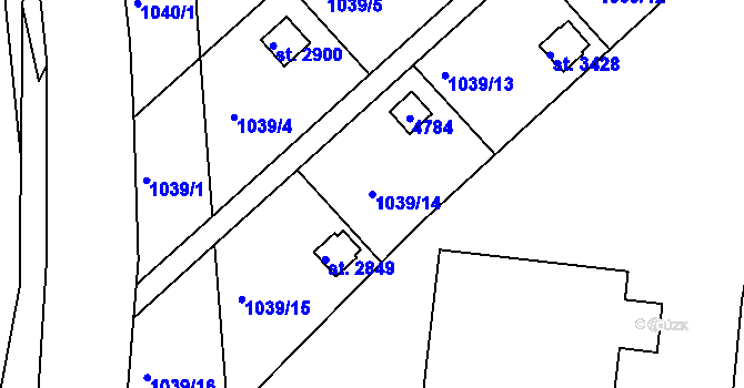 Parcela st. 1039/14 v KÚ Frenštát pod Radhoštěm, Katastrální mapa
