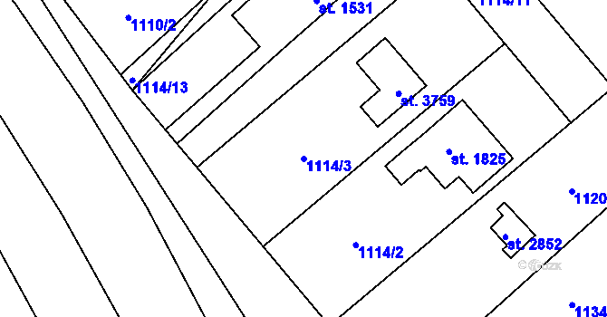 Parcela st. 1114/3 v KÚ Frenštát pod Radhoštěm, Katastrální mapa