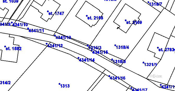 Parcela st. 1315/3 v KÚ Frenštát pod Radhoštěm, Katastrální mapa