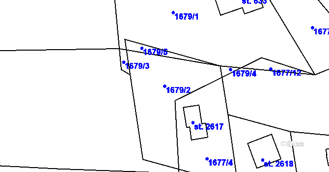 Parcela st. 1679/2 v KÚ Frenštát pod Radhoštěm, Katastrální mapa