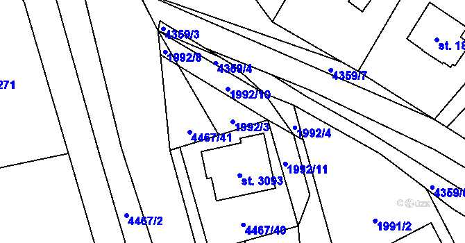 Parcela st. 1992/3 v KÚ Frenštát pod Radhoštěm, Katastrální mapa