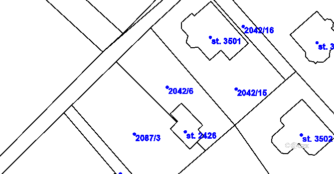 Parcela st. 2042/6 v KÚ Frenštát pod Radhoštěm, Katastrální mapa