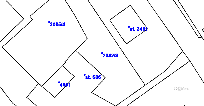 Parcela st. 2042/9 v KÚ Frenštát pod Radhoštěm, Katastrální mapa