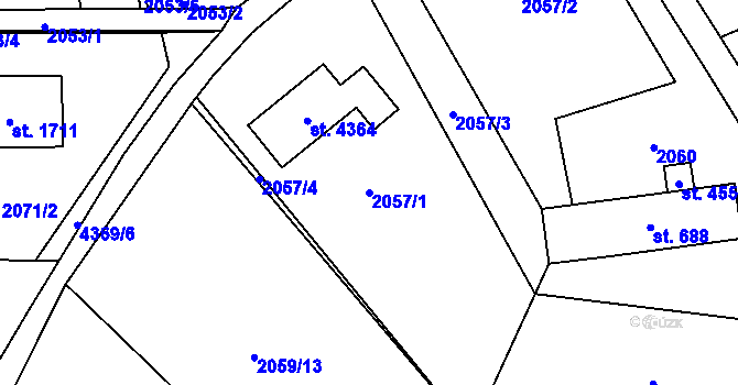 Parcela st. 2057/1 v KÚ Frenštát pod Radhoštěm, Katastrální mapa